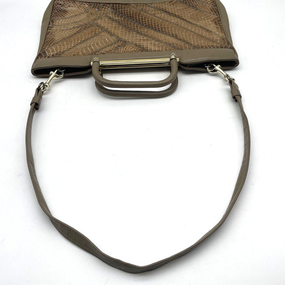 Vintage 70s Bags by Supreme Beige Leather & Python Skin Top Handle Shoulder Bag - Picture 7 of 16
